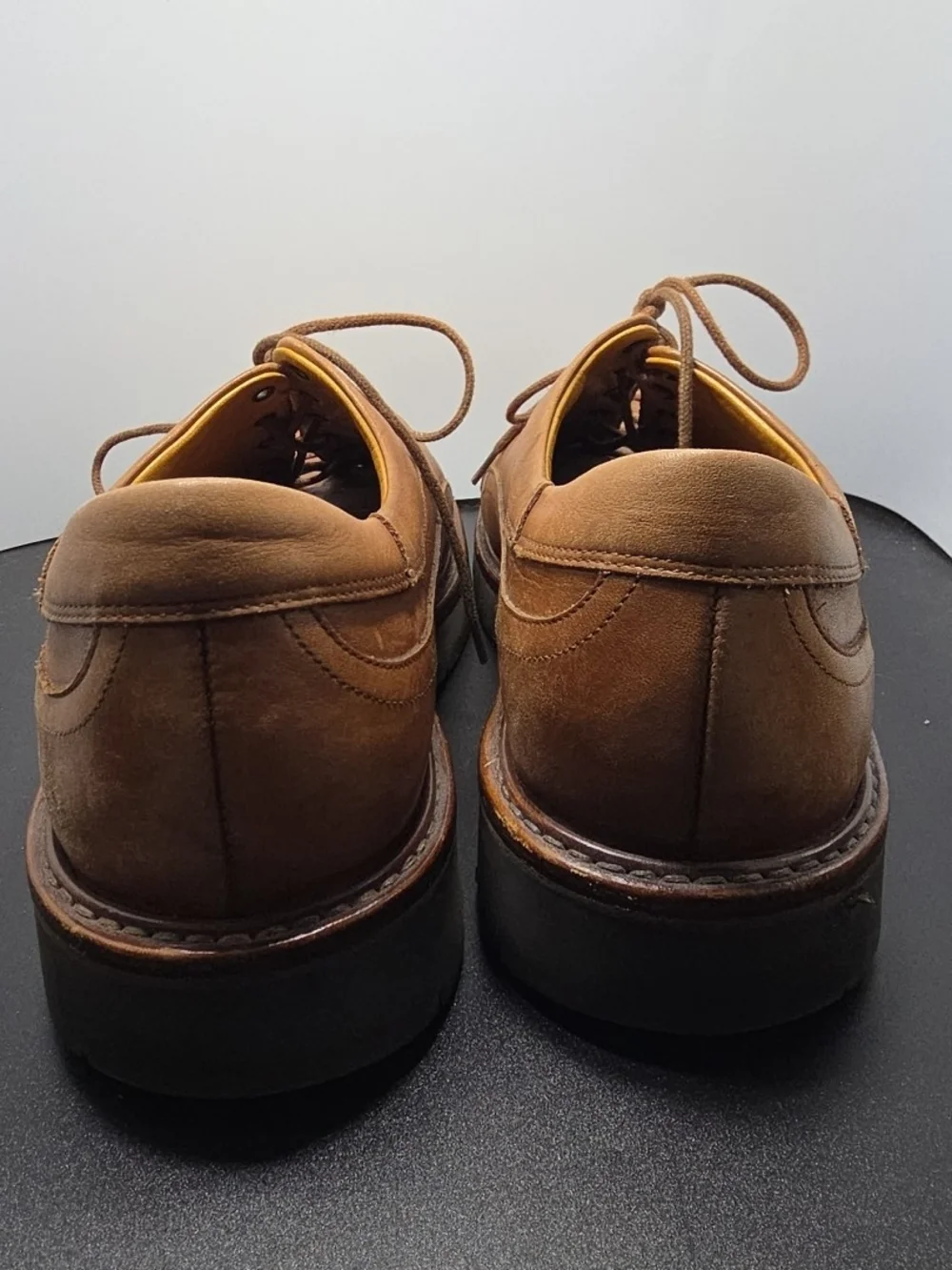 Mephisto Abel Leather Walking Shoes Mens Sz 9 Brown Shock Absorbing Sole